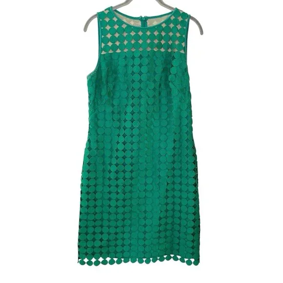 Lauren Ralph Lauren | Dresses | Lauren Ralph Lauren Dress Green Mod  Geometric Lace Polka Dot Quiet Luxury | Poshmark